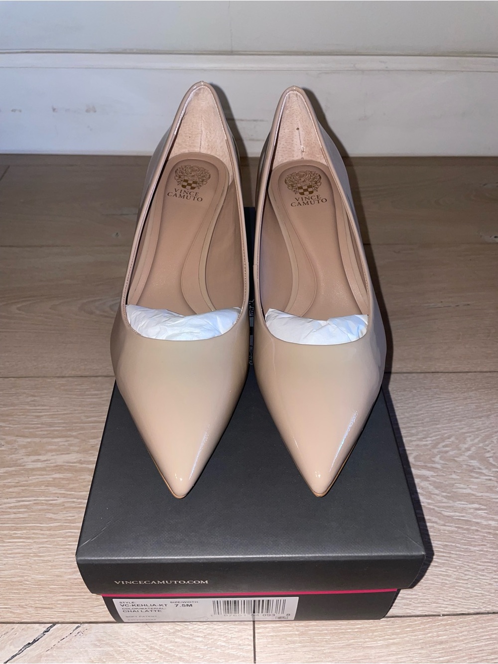 Vince Camuto Patent Nude Pointed-Toe Pumps